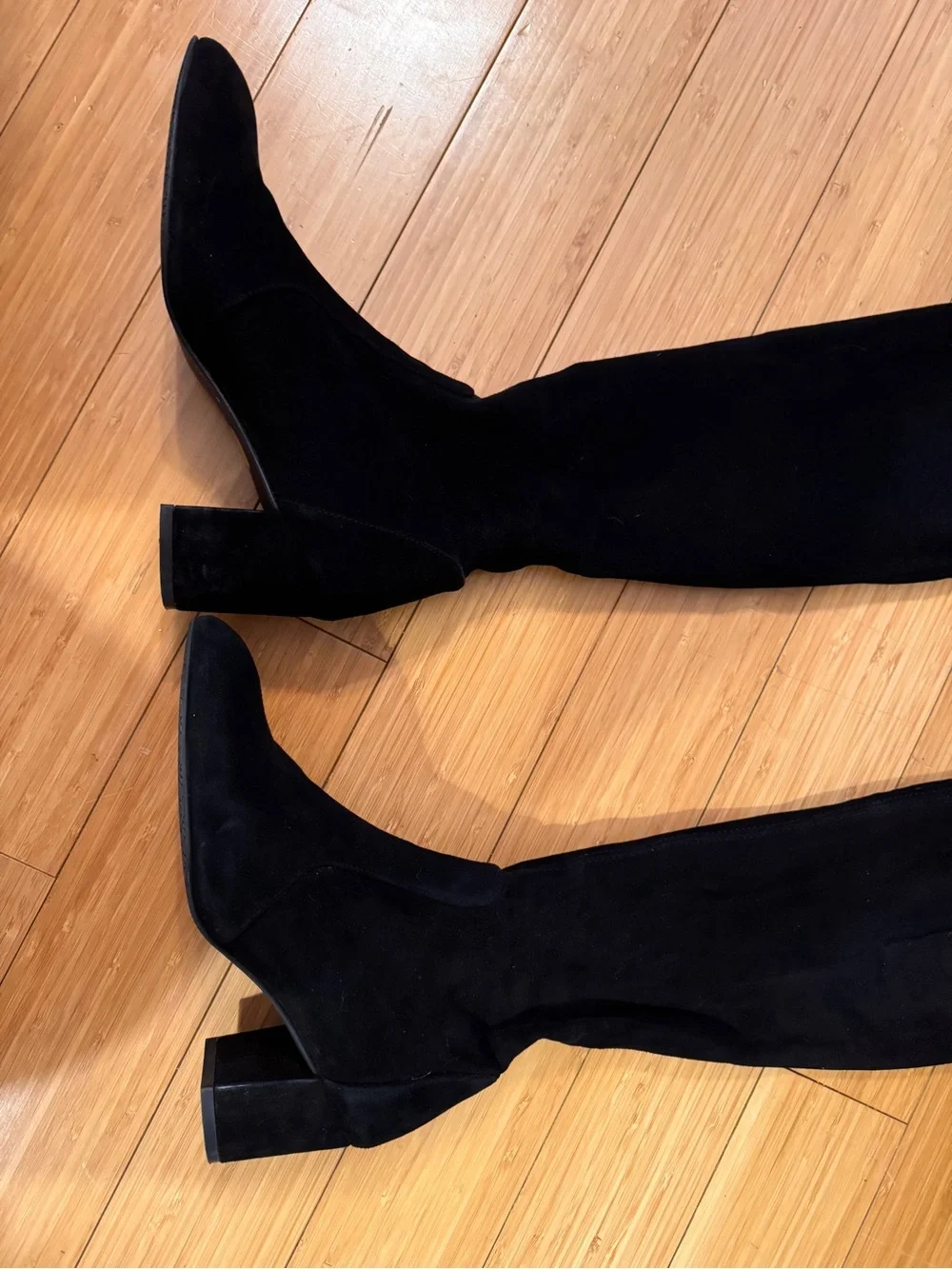 Stuart Weitzman Black Yulianaland Suede Block Heel Boots